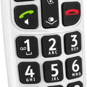 تلفن بی‌سیم 100 واتی DECT Doro PhoneEasy با صدای تقویت‌شده و دکمه‌های بزرگ، بدون پاسخگو (دو مجموعه/سفید) [نسخه بریتانیایی و ایرلندی