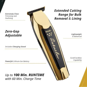 ماشین اصلاح سر و صورت وال مدل Li Trimmer T با تیغه پهن، باتری لیتیوم-یونی، ۱۰۰ دقیقه کارکرد برای اصلاح مو و ریش، به همراه پایه شارژ