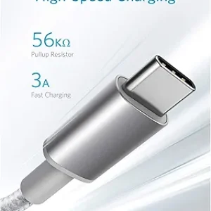 کابل شارژر USB-C انکر، بسته 2 عددی، کابل USB به USB-C به طول 3 فوت (0.9 متر)، کابل شارژر گوشی بافته شده USB-A به USB-C برای آیفون 17/16/15، آیپد پرو، سامسونگ گلکسی، مک بوک پرو و موارد دیگر (نقره‌ای)