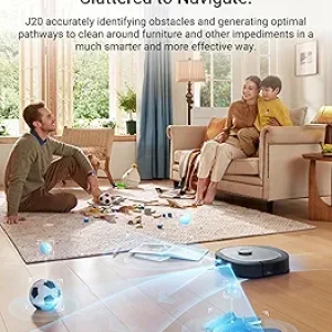 جاروبرقی رباتی Eureka J20 با قابلیت تخلیه خودکار، قدرت مکش ۸۰۰۰ پاسکال، شستشوی خودکار تی و خشک کردن با هوای گرم، سیستم جلوگیری از برخورد با مانع سه‌بعدی،