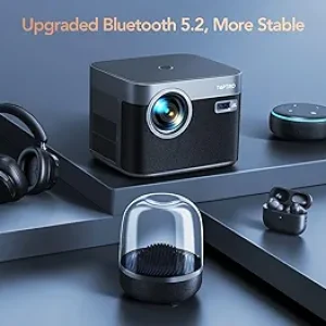 پروژکتور تلویزیون اندروید TOPTRO X7 با وای فای و بلوتوث، پروژکتور هوشمند 4K، 600 ANSI پیکسل، مقاوم در برابر گرد و غبار، بزرگنمایی 50٪، پروژکتور فضای باز با Netflix/YouTube داخلی، بیش از 8000 برنامه